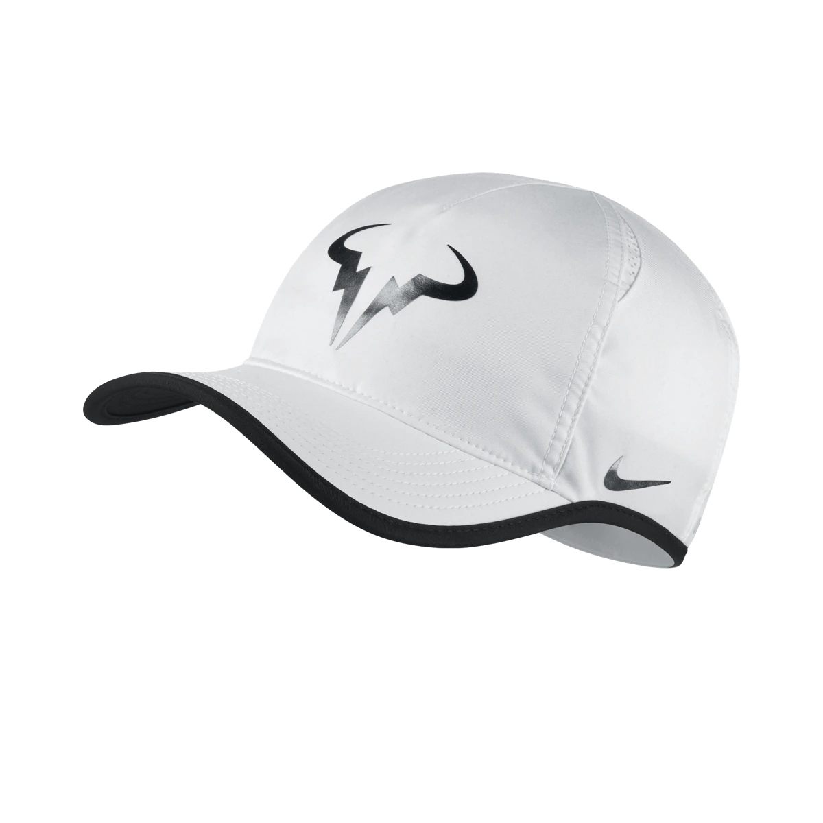 Nike Rafa Iridescent Featherlight hat in White w/Black [835535-101] from the Holiday 2016 tennis collection
